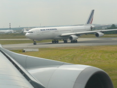 About to take off from Charles de Gaulle airport for home, on Air France (rw)