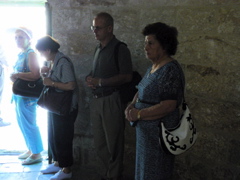 Praying at the Chapel of Christ's Ascension - Suad, Widad, George, Rafiha (rw)