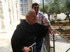 Franciscan Friar at the Garden of Gethsemane, Mount of Olives (hs)