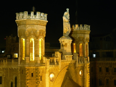 The Towers of Notre Dame of Jerusalem at Night, from the roof (rw)