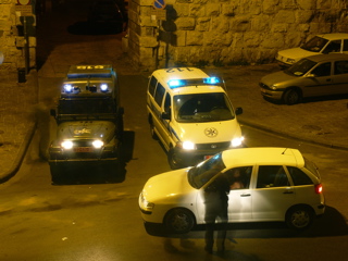 2am night police checkpoint for cars on road passing New Gate of Old Jerusalem, 4 of 5 (rw)