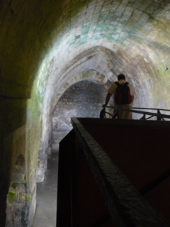 Karim ponders the depths of the cistern at the Tower of Antonio (rw)