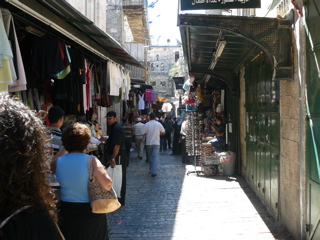 Father Samer in the market, Old Jerusalem (rw)