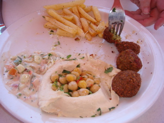 Falafel plate at Papa Andrea's in Old Jerusalem (hs)