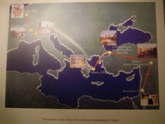 Presumed route of the Shroud from Jerusalem to Turin, map (hs)