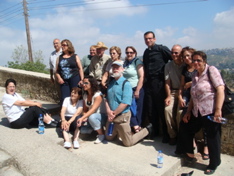 Group picture on the way to Church of the Visitation in Ein Karem - Minerva, Subi, Alma, Widad, Ursula, Subi's friend Albert, George the guide, Suad, Robert, Ann, Father Samer, George, Rowida, oum Fadi (hs)