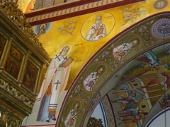PWonderful iconography on arches in chapel of Monastery of Transfiguration on Mount Tabor (rw)