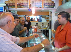 Lunch at shwarma shop in Nazareth - Subi, Salim, George (rw)
