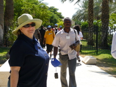 Ann and Nigerian pilgrims at Mount Beatitudes (rw)