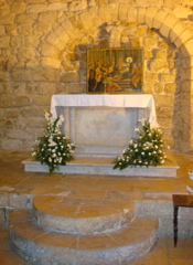 Inside synagogue where Jesus taught in Nazareth, near the Church of Mary (rw)