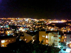 View at night from the New Grand Hotel in Nazareth (sy)