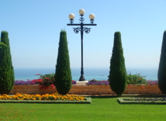 Symmetric perfection in the garden of the Baha'i Shrine of the Bab in Haifa (hs)