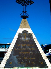 Carmelite pyramid memorial to Napoleon's solders killed in 1799, at Stella Maris Church in Haifa (rw)
