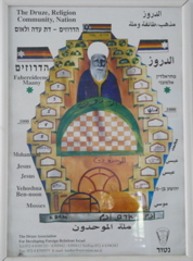 About the Druze Religion, at the Druze falafel shop where we had lunch on El Carmel (rw)