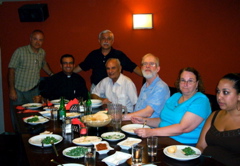 George, Father Samer, Bill, ?, Robert, Ann, Nichole at dinner at the New Grand Hotel in Nazareth (sy)
