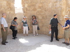Subi, Werdeh, Suad, Alma, Father Samer, Salim in Byzantine Church, Masada