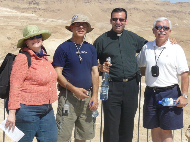 Ann, Salim, Father Samer, and Bill at Masada (rw)