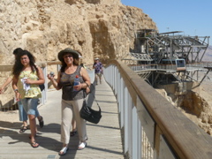 Hope, Alma, Fadi climbing to Masada (rw)