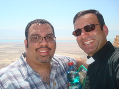 Karim and Father Samer on Masada (sy)
