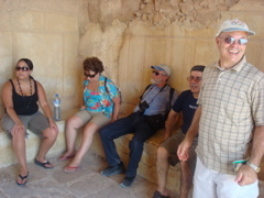 Enjoying a cooler shady spot on Masada - Nicole, Nina, Robert, Salim, George (sy)