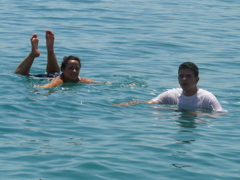 Ursula and Paul in the Dead Sea (aw)