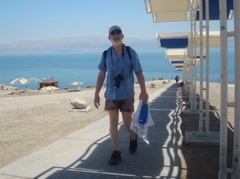 Robert returning from his dip in the Dead Sea (sy)