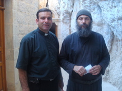 Father Samer with a Greek monk of the Monastery of the Temptation (sy)