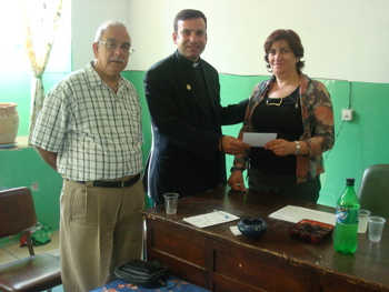 Subi and Father Samer giving our donation to the Orthodox Kindergarden - Beit Jala (sy)