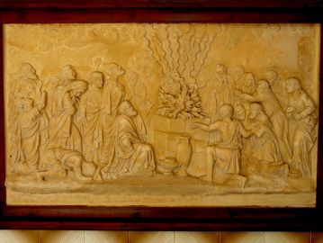 Bas Relief of the Prophet Elijah bringing down fire for the sacrifice (rw)