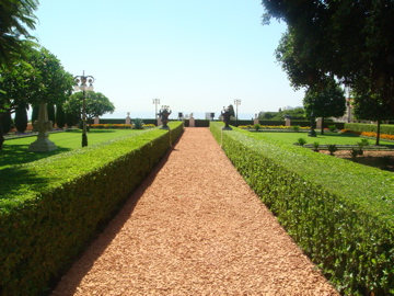 Garden path at the Baha'i Shrine of the Bab (hs)